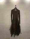 Marc Le Bihan fake two-piece dress series three-layer yarn silk skin-friendly hand-made plant dyeing daily MLB-2832-SHENKA dark brown